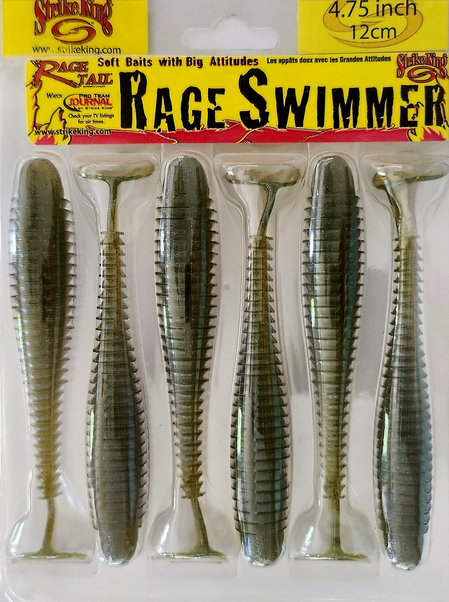 Strike King Rage Swimmer Lure - 4.75 Inch Soft Plastic Swimbait For Bass & More (Pack Of 6)