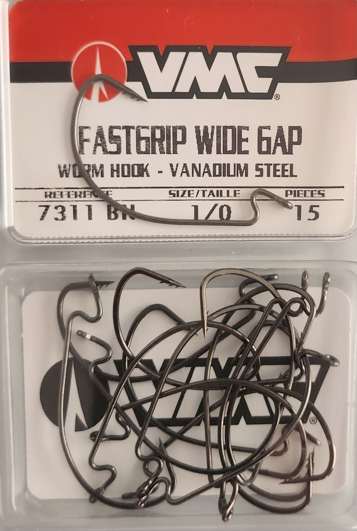 25 Pack VMC 4/0 FastGrip Wide Gap Hooks - Black Nickel Bulk Hooks For Bass Fishing